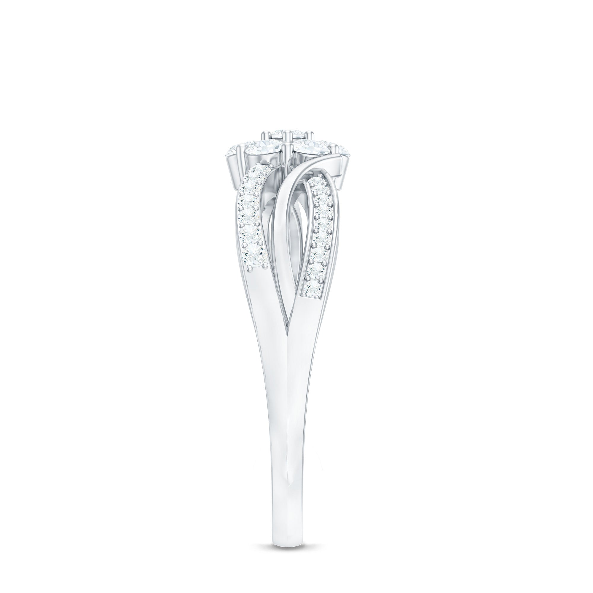Certified Moissanite Flower Engagement Ring in Infinity Shank