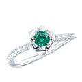Certified Lab Grown Emerald Diamond Flower Engagement Ring