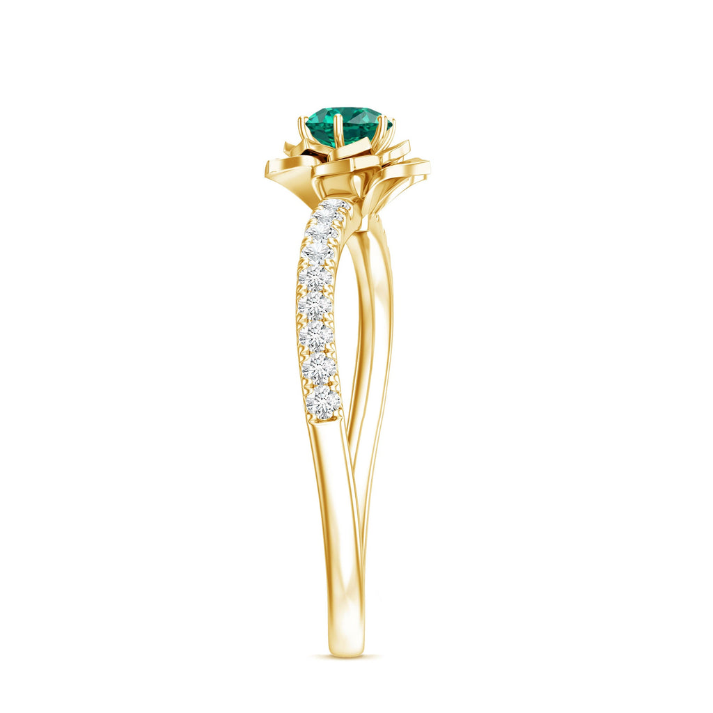 Certified Lab Grown Emerald Diamond Flower Engagement Ring