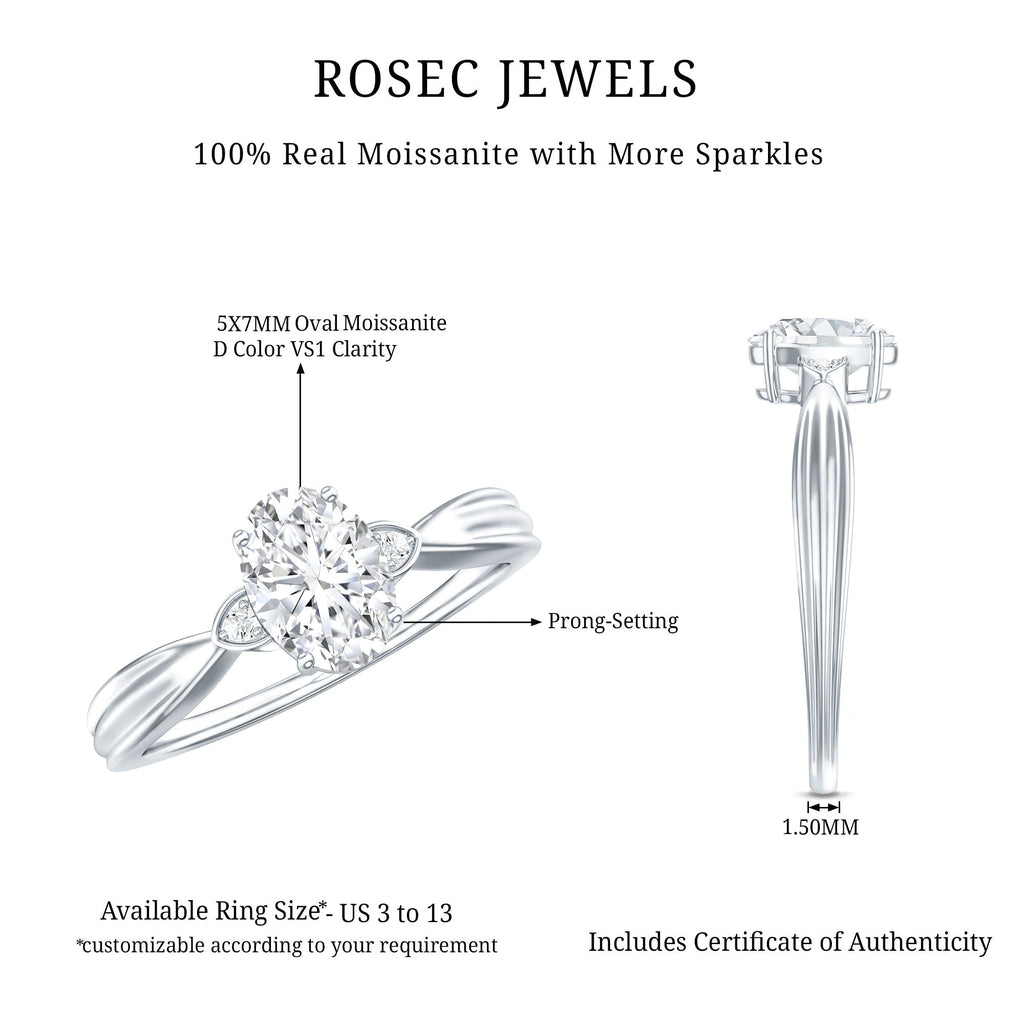 Oval Moissanite Solitaire Engagement Ring with Certificate