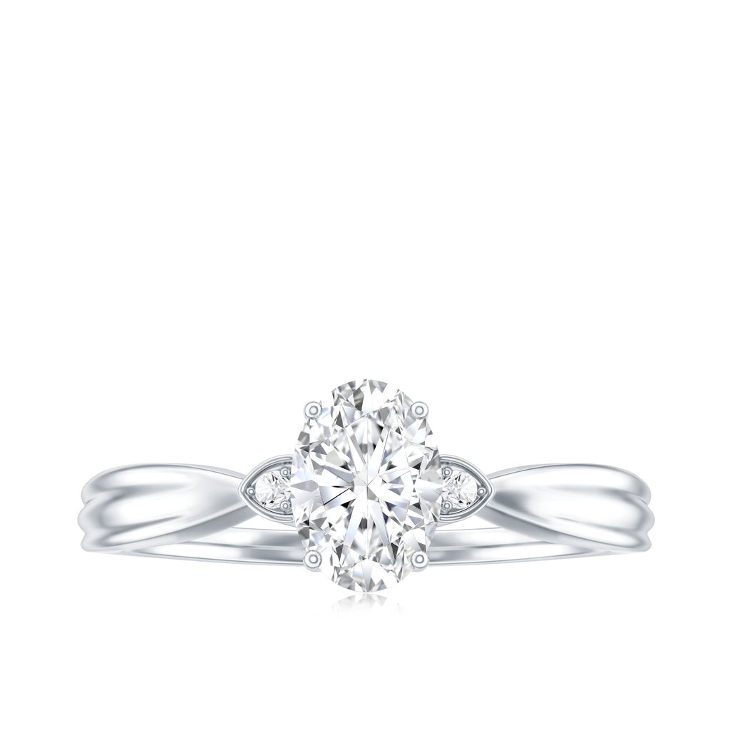Oval Moissanite Solitaire Engagement Ring with Certificate