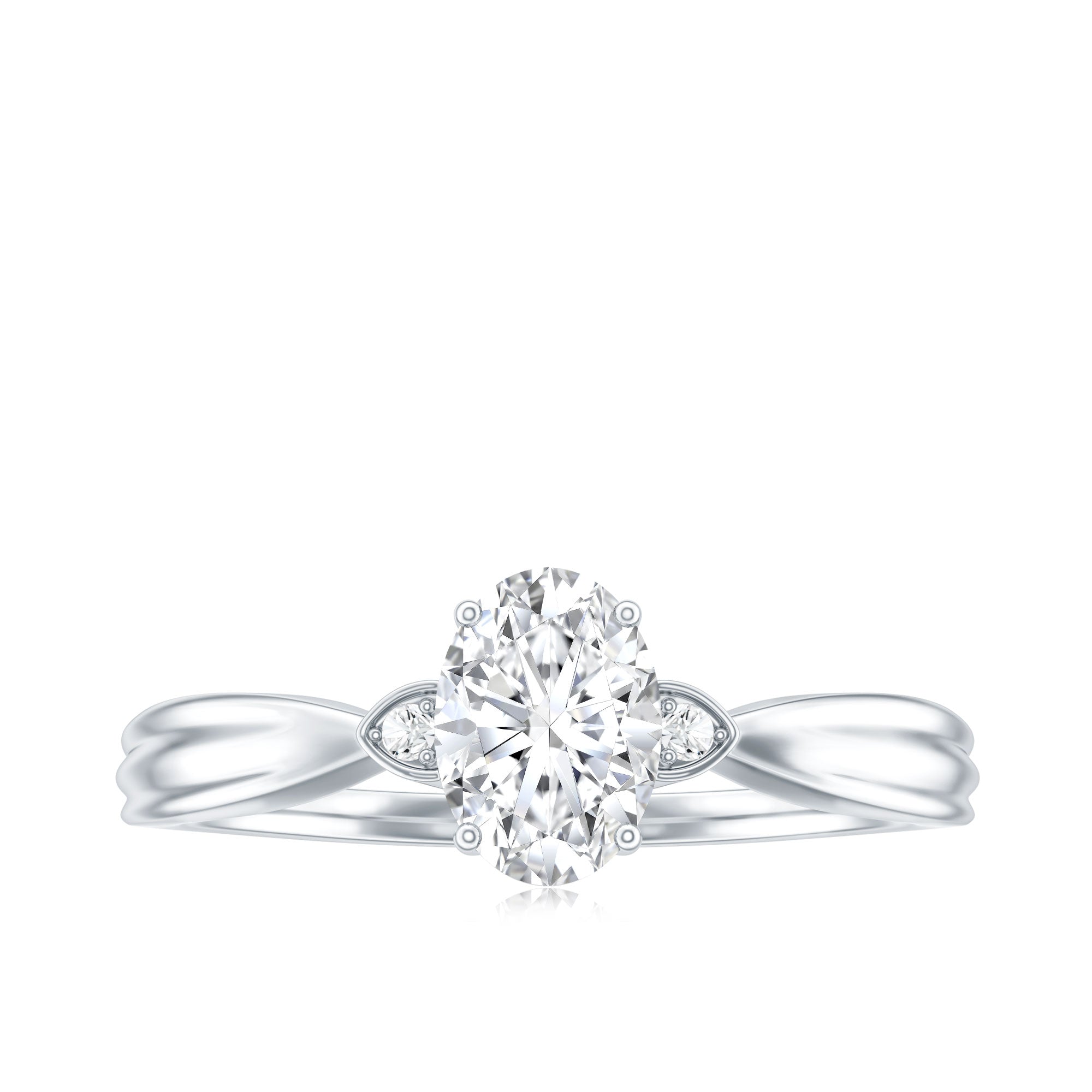 Oval Moissanite Solitaire Engagement Ring with Certificate