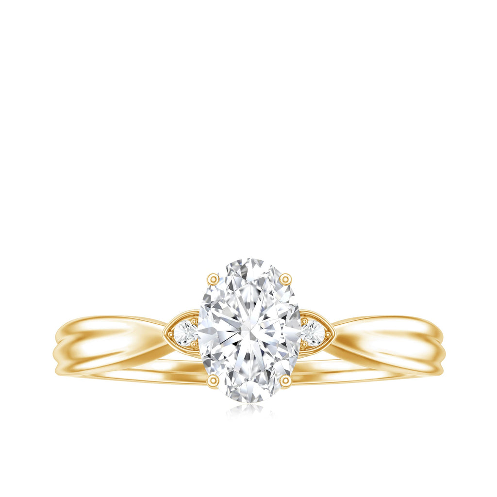 Oval Moissanite Solitaire Engagement Ring with Certificate