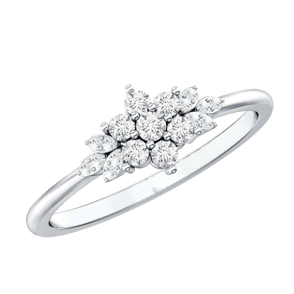Certified Moissanite Flower Cluster Ring for Women