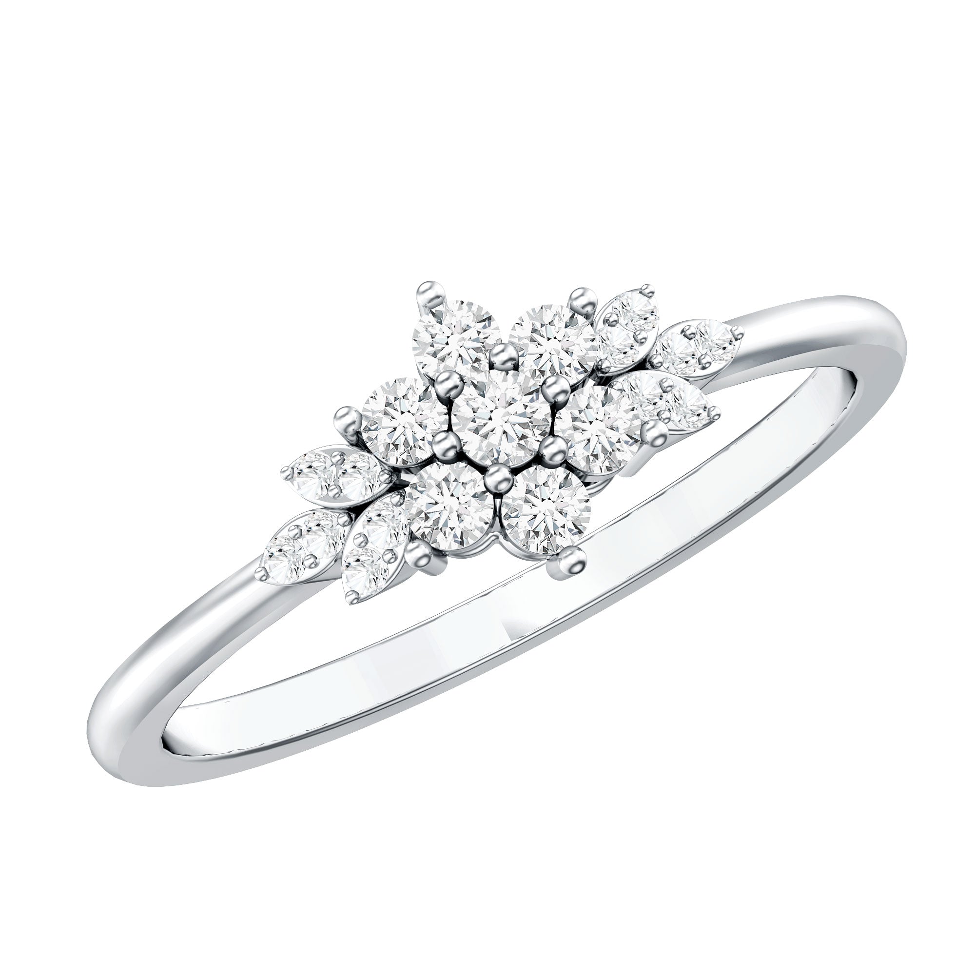 Certified Moissanite Flower Cluster Ring for Women