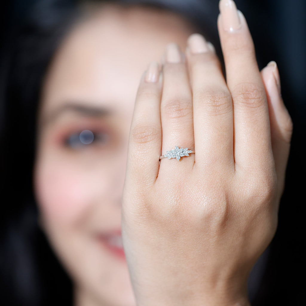 Certified Moissanite Flower Cluster Ring for Women