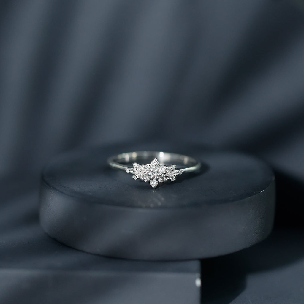 Certified Moissanite Flower Cluster Ring for Women