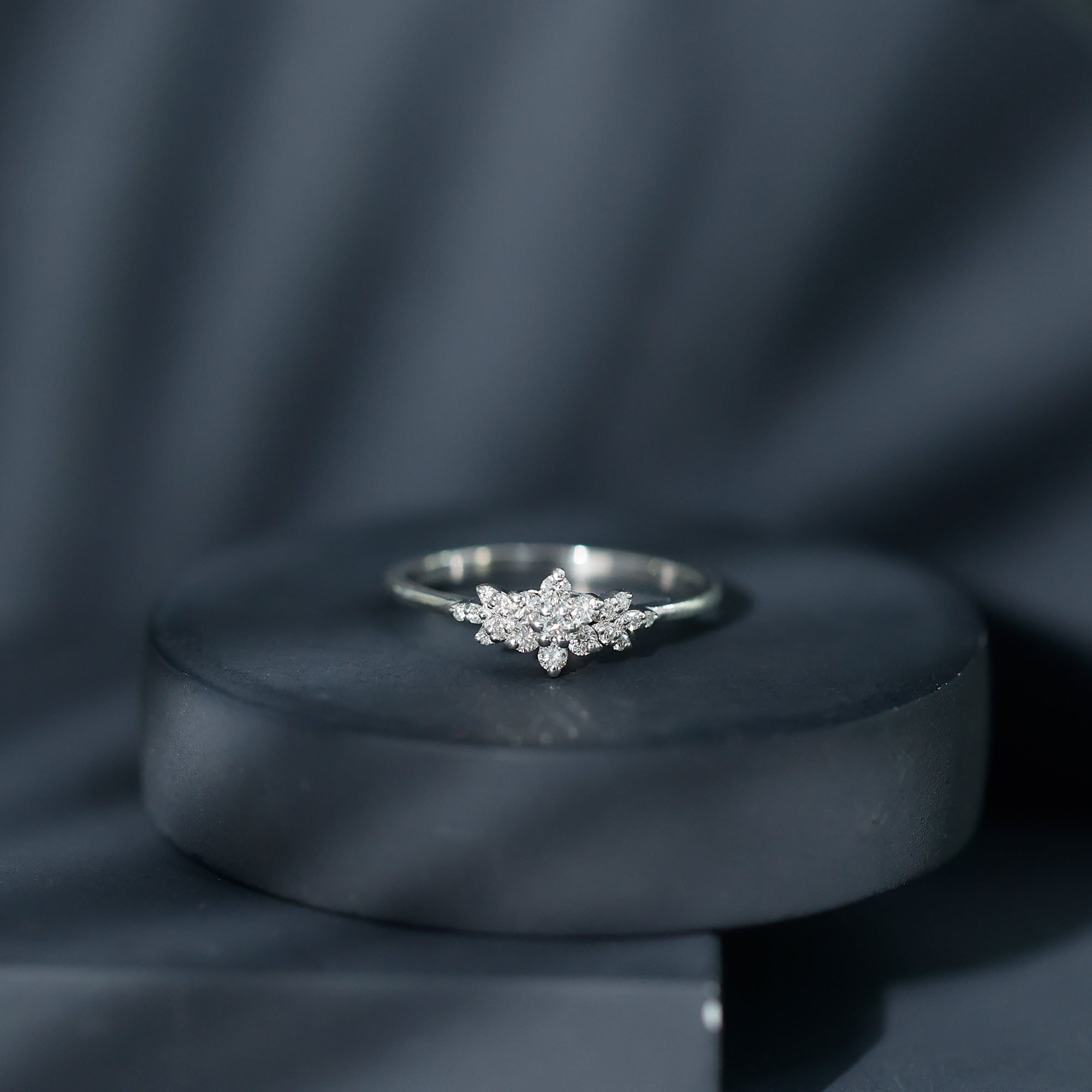 Certified Moissanite Flower Cluster Ring for Women