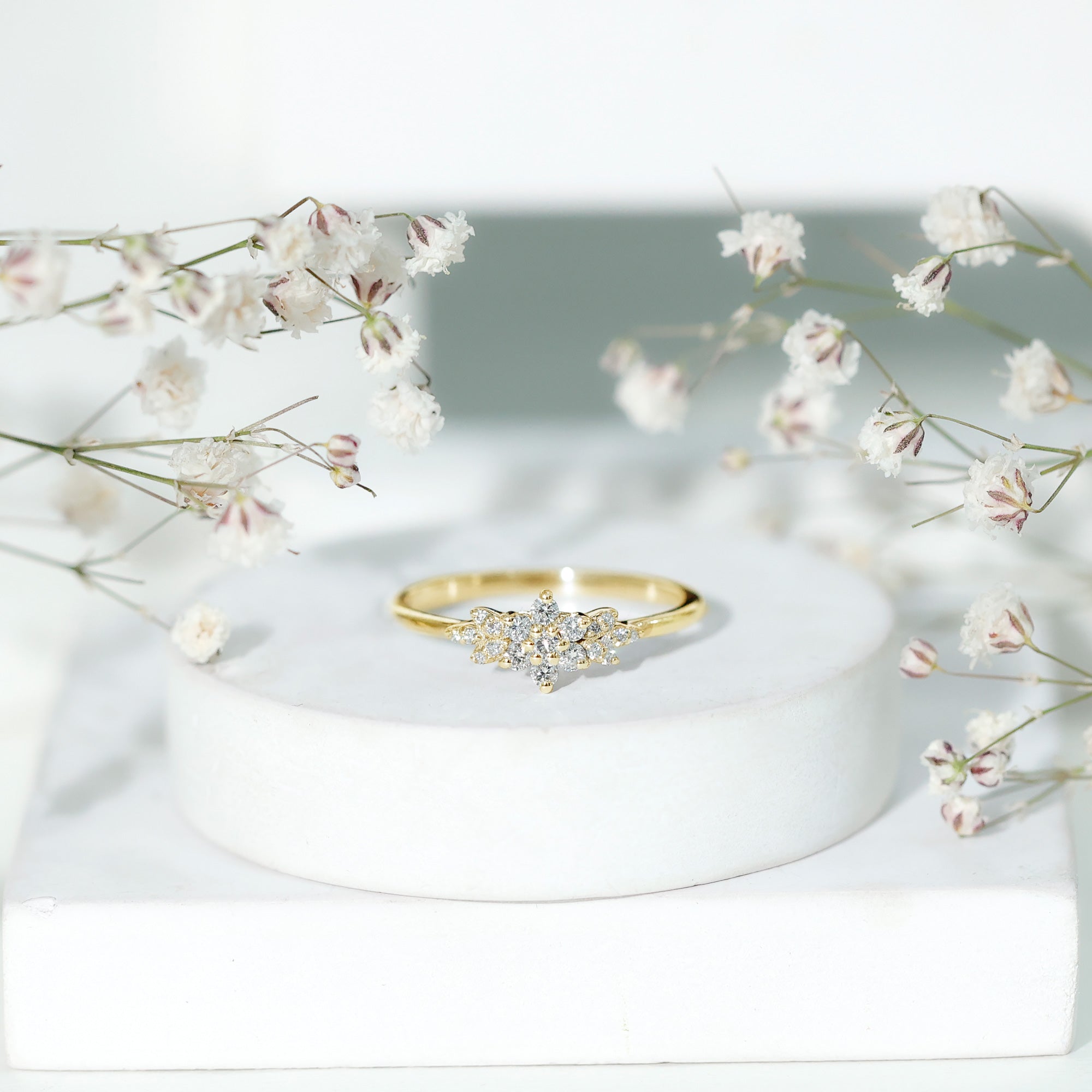 Certified Moissanite Flower Cluster Ring for Women