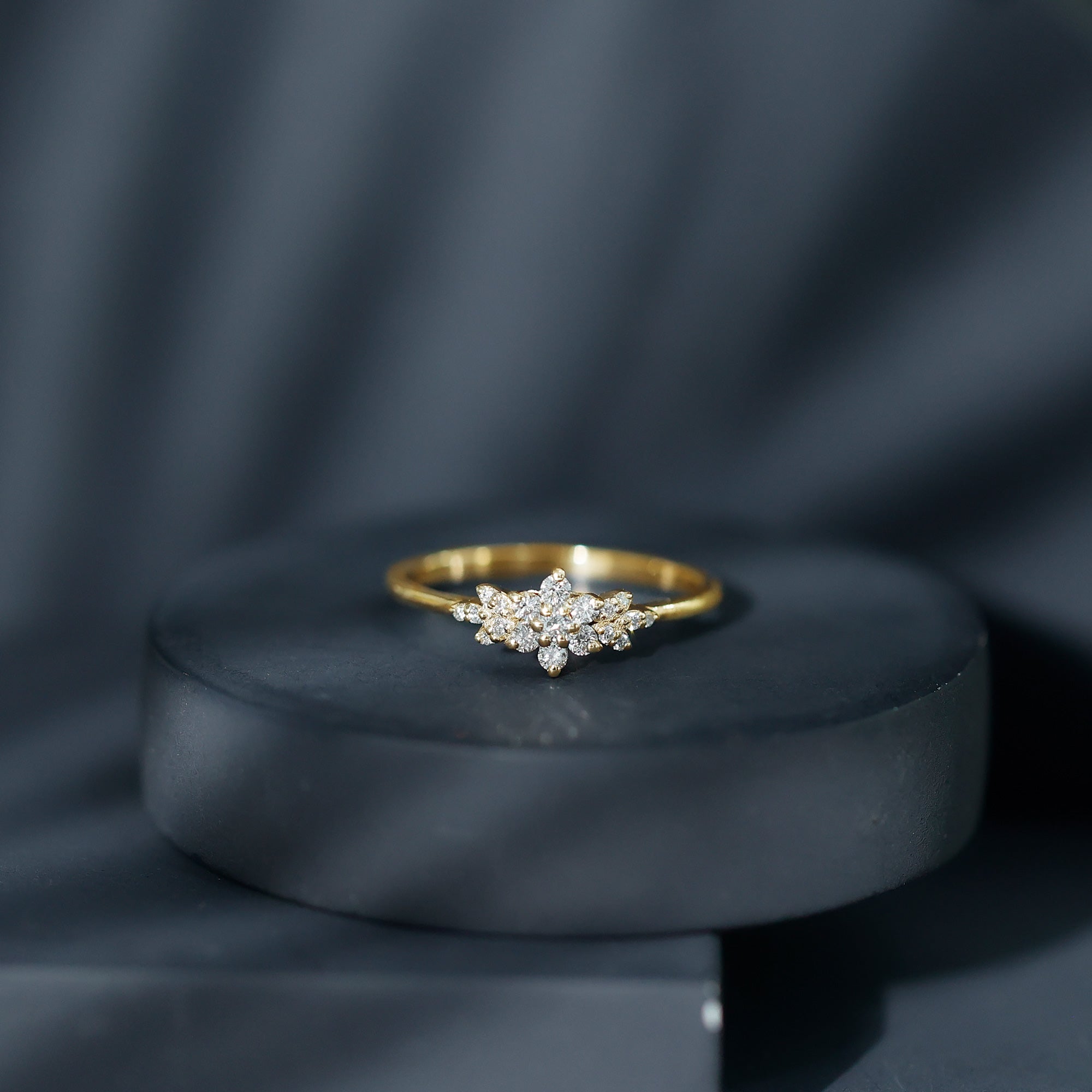 Certified Moissanite Flower Cluster Ring for Women