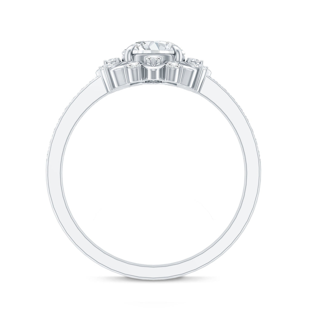 Round Certified Moissanite Flower Engagement Ring