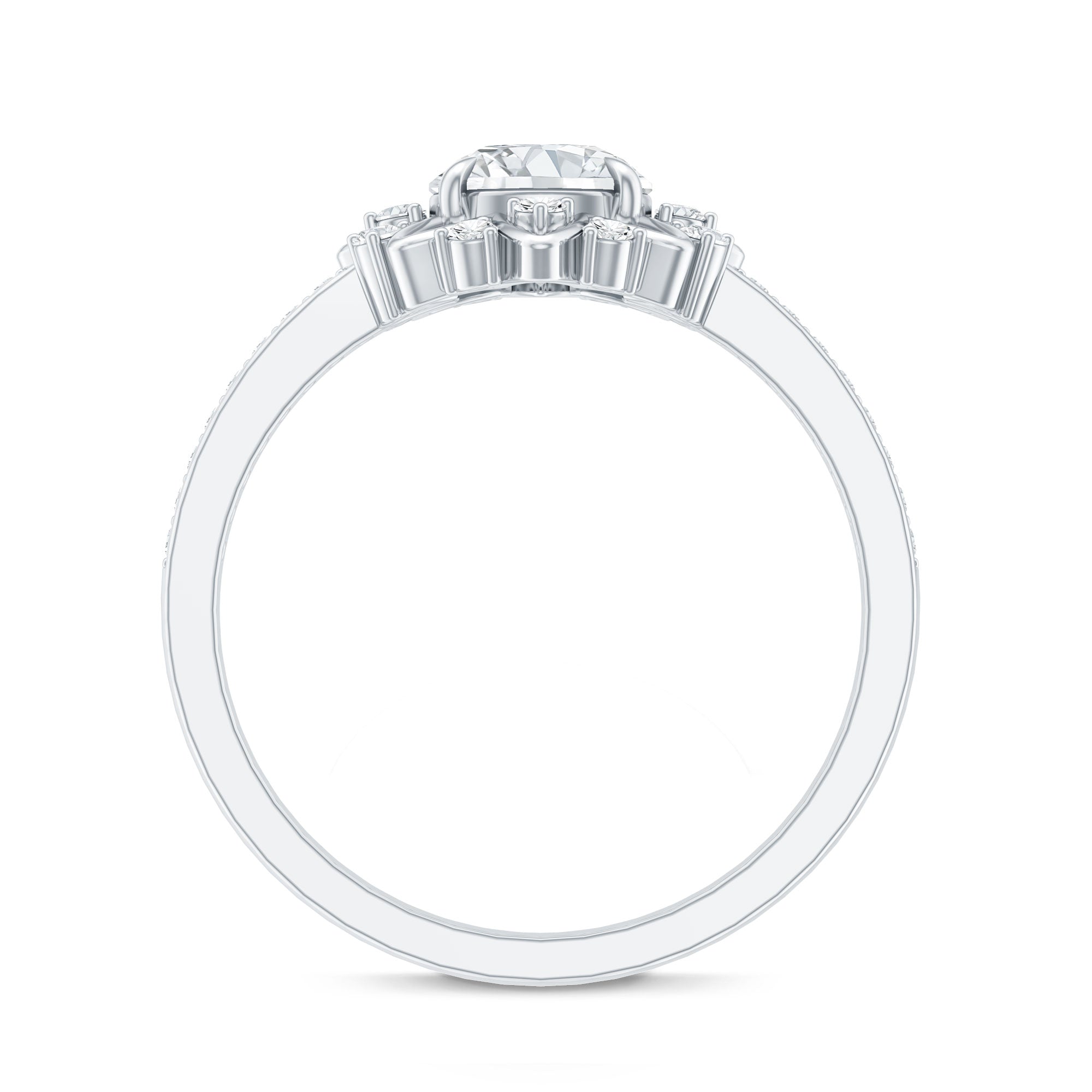 Round Certified Moissanite Flower Engagement Ring