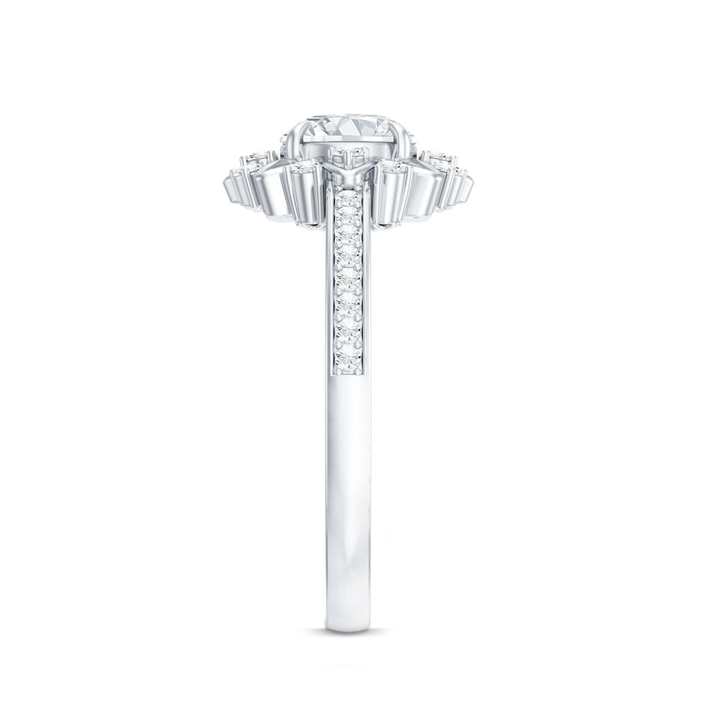 Round Certified Moissanite Flower Engagement Ring