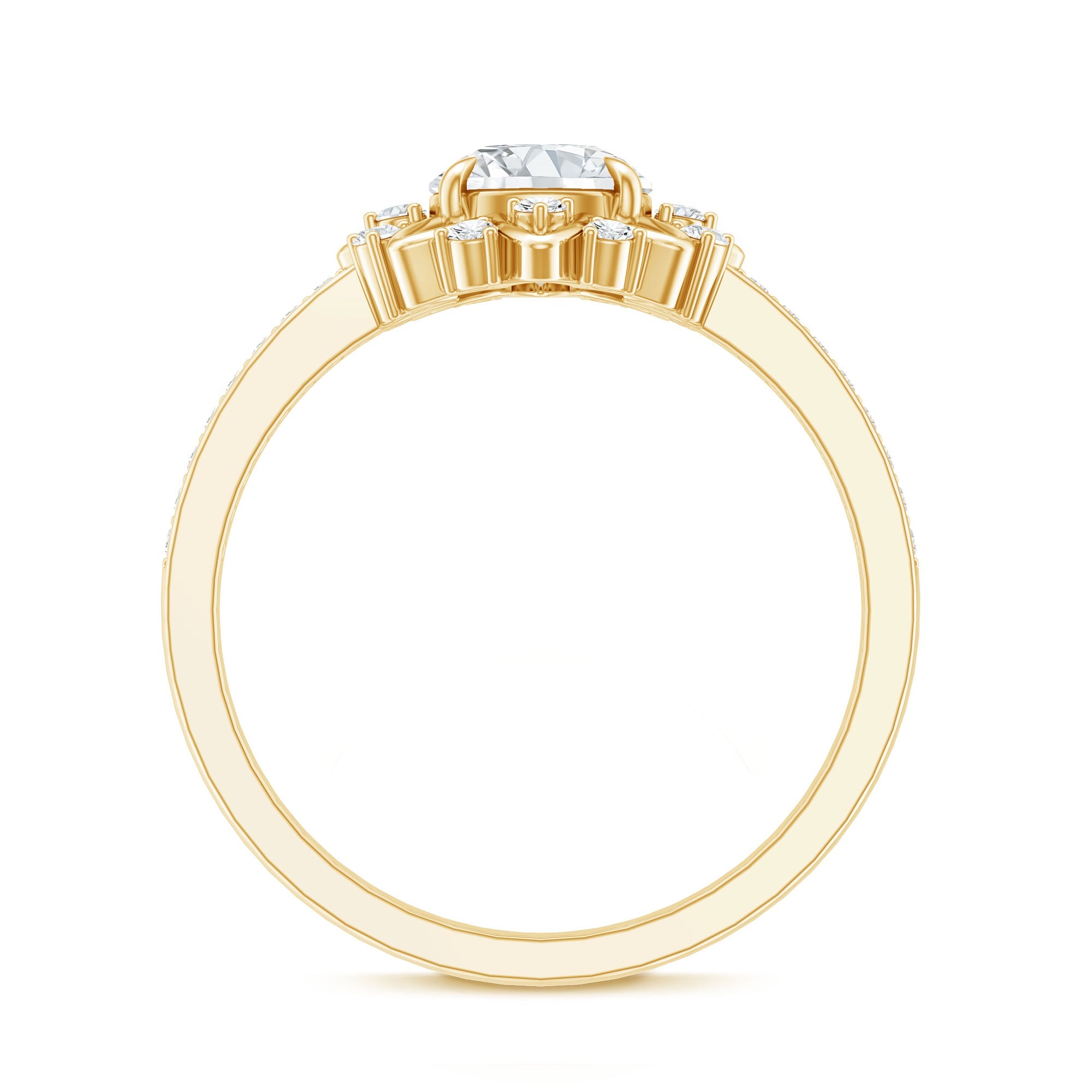 Round Certified Moissanite Flower Engagement Ring