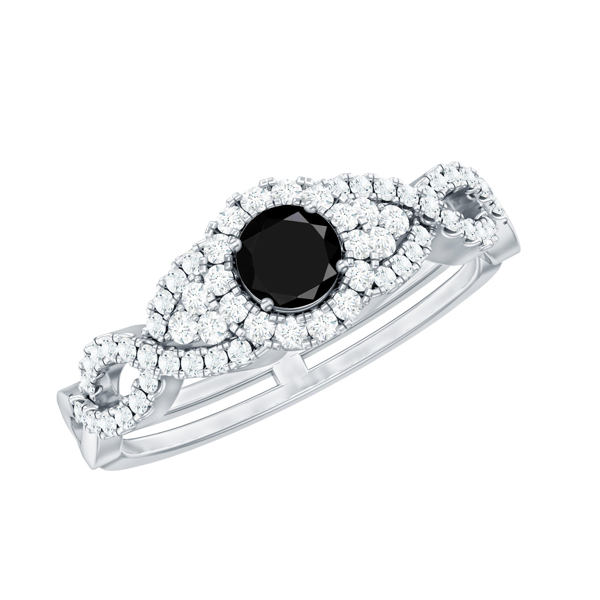 Certified 0.84 Carat Lab Grown Black Diamond Engagement Ring with White Diamond