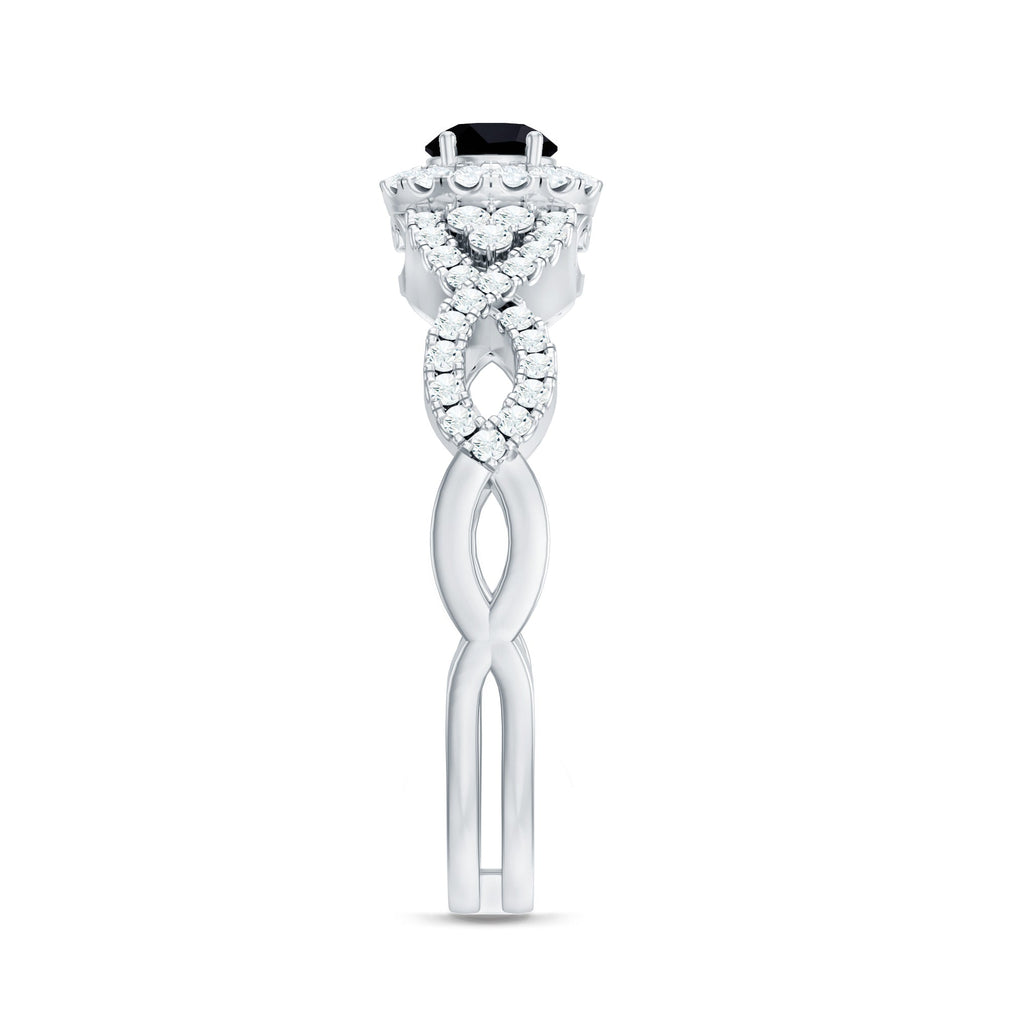 Certified 0.84 Carat Lab Grown Black Diamond Engagement Ring with White Diamond