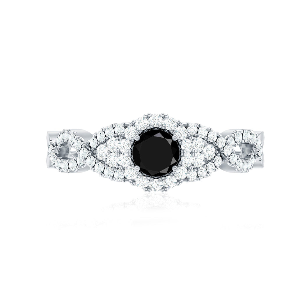 Certified 0.84 Carat Lab Grown Black Diamond Engagement Ring with White Diamond