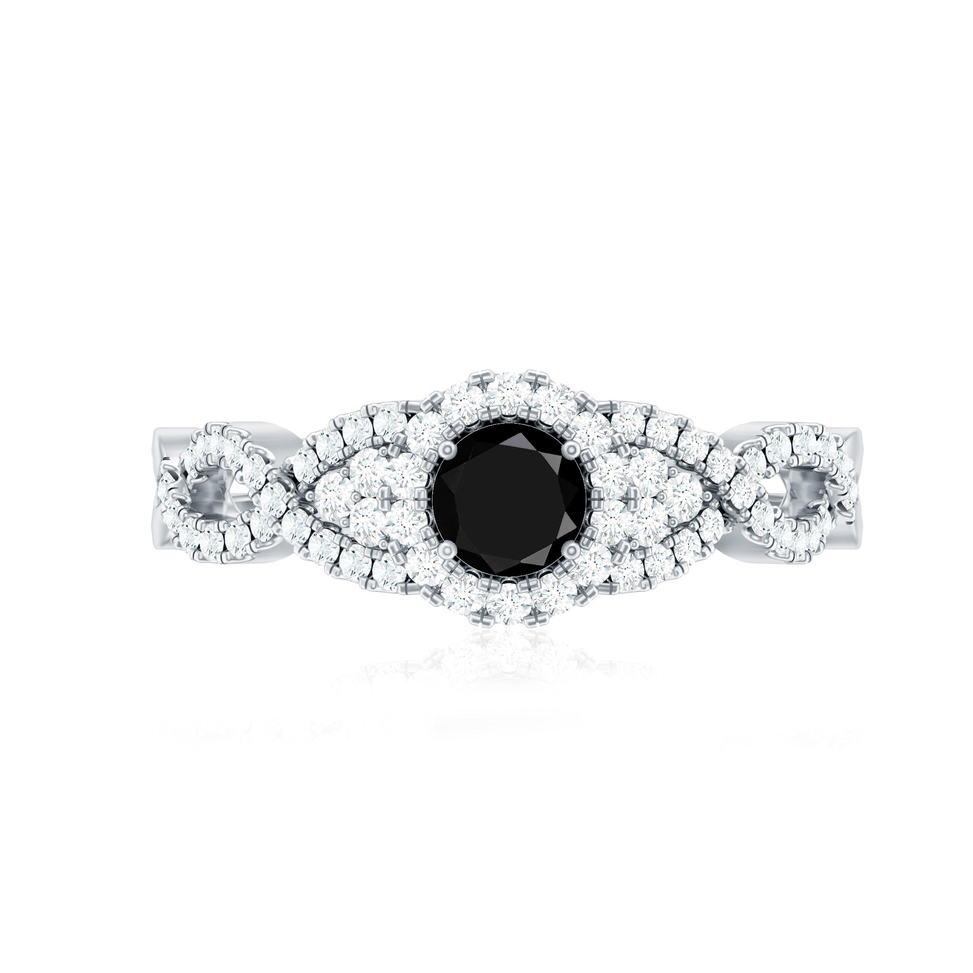 Certified 0.84 Carat Lab Grown Black Diamond Engagement Ring with White Diamond
