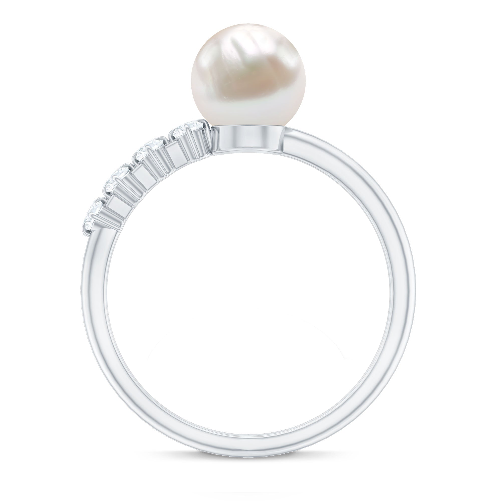 7.4 Carat Freshwater Pearl Engagement Ring with Diamond for Women