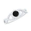 Certified 0.84 Carat Lab Grown Black Diamond Engagement Ring with Criss Cross White Diamond