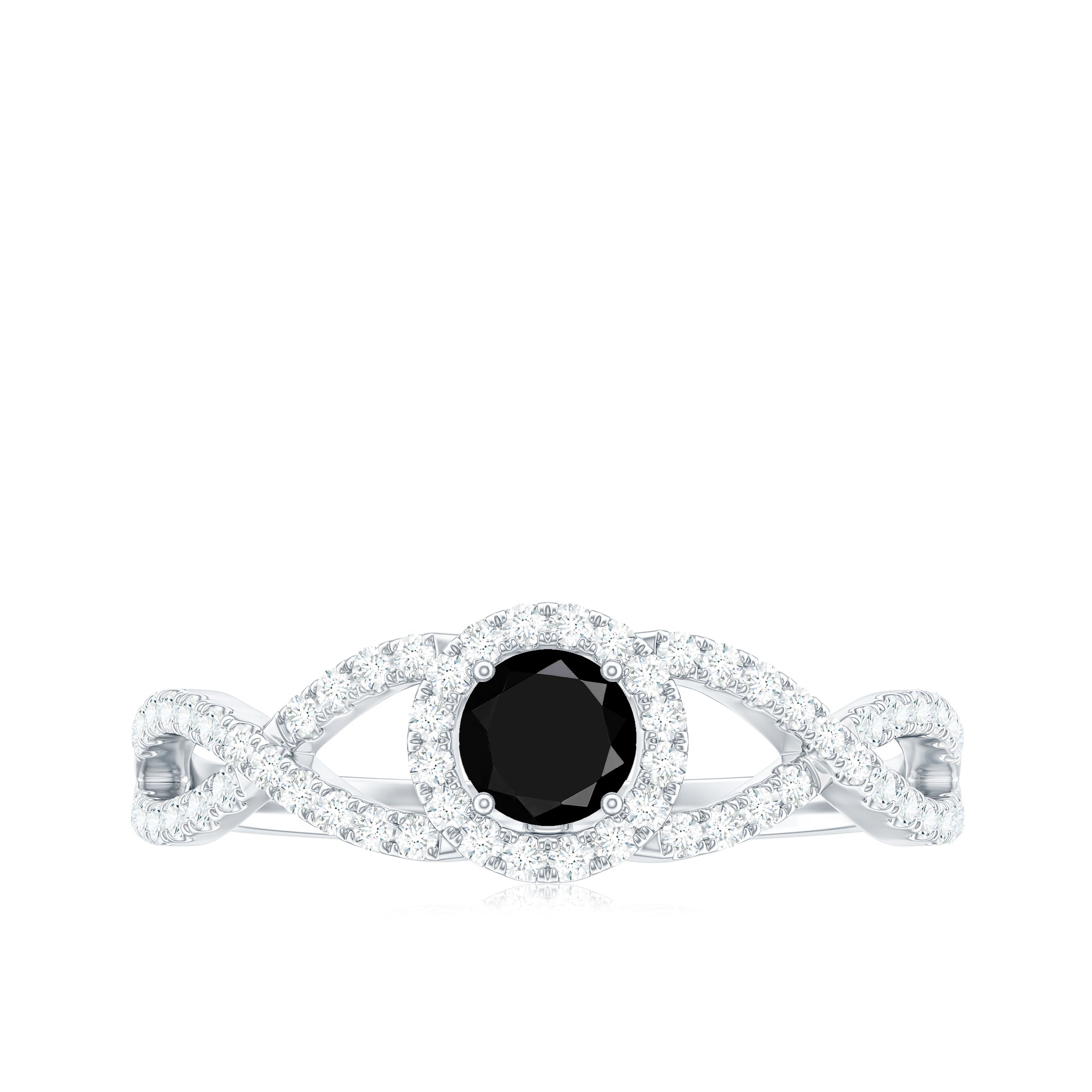 Certified 0.84 Carat Lab Grown Black Diamond Engagement Ring with Criss Cross White Diamond