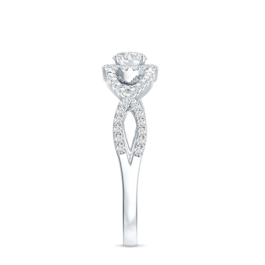 Round Shape Moissanite Crossover Engagement Ring for Women