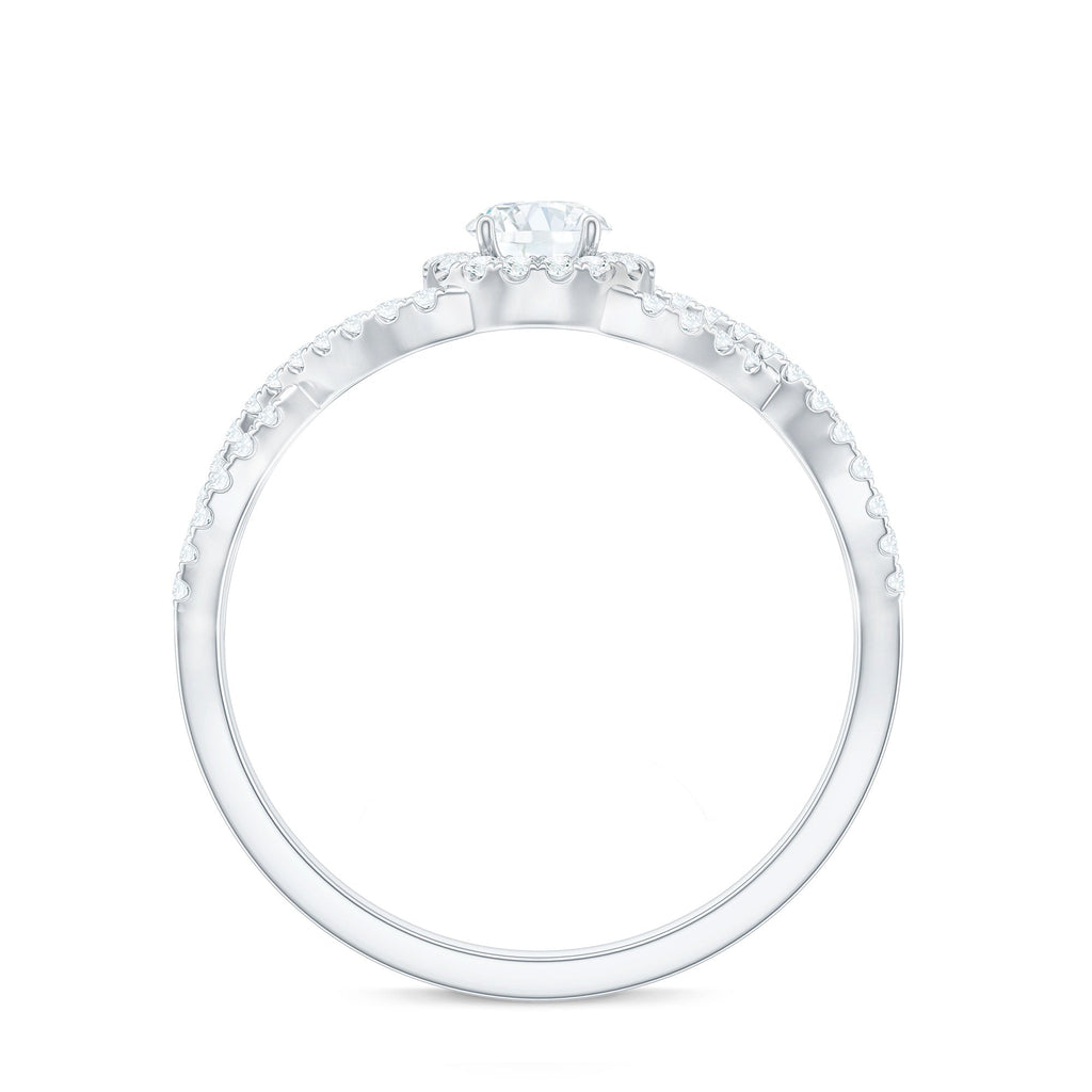 Round Shape Moissanite Crossover Engagement Ring for Women