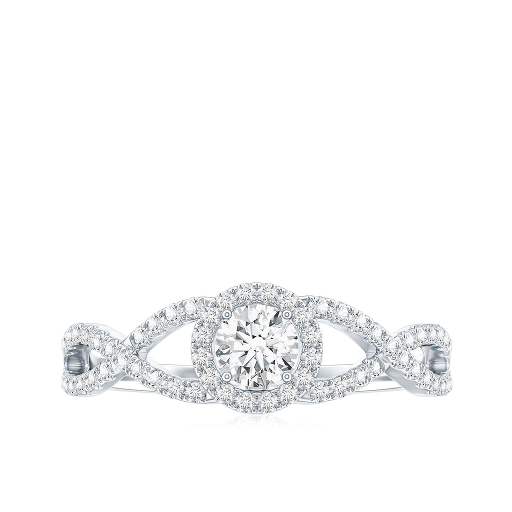Round Shape Moissanite Crossover Engagement Ring for Women