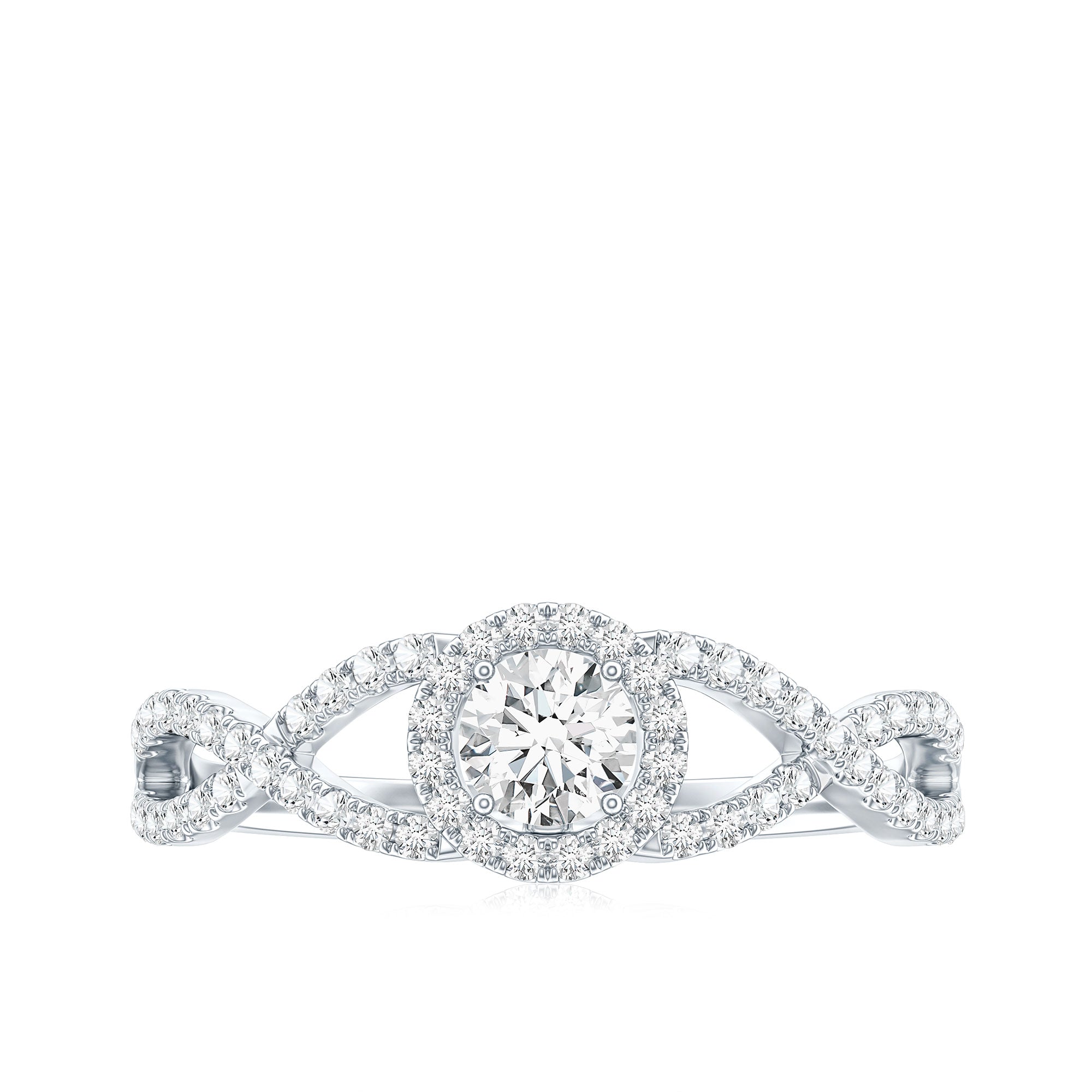 Round Shape Moissanite Crossover Engagement Ring for Women