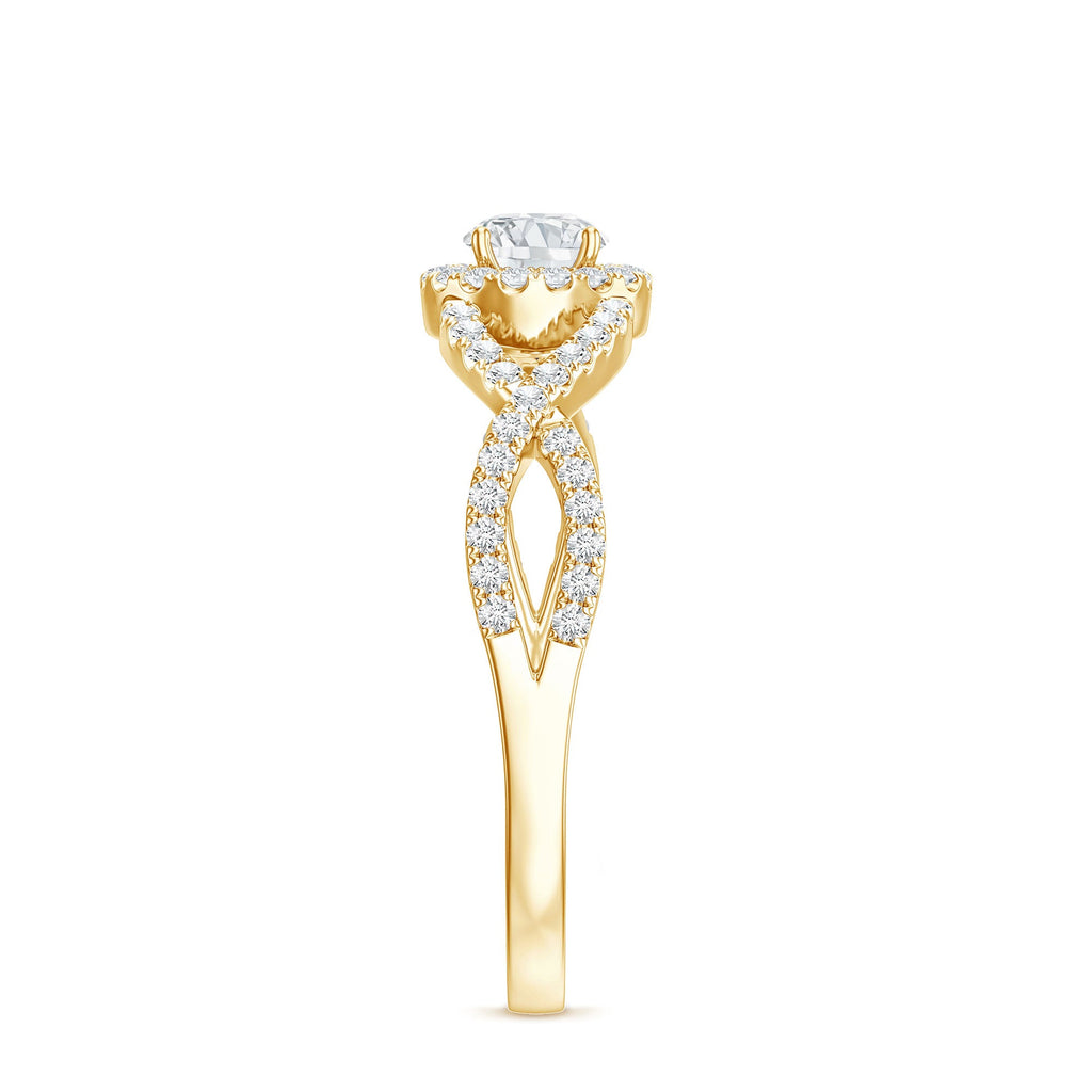 Round Shape Moissanite Crossover Engagement Ring for Women