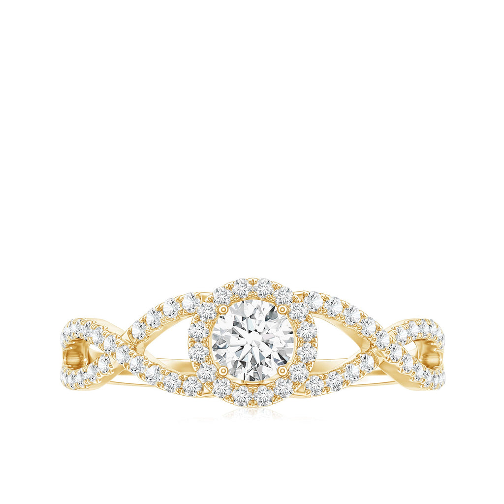 Round Shape Moissanite Crossover Engagement Ring for Women