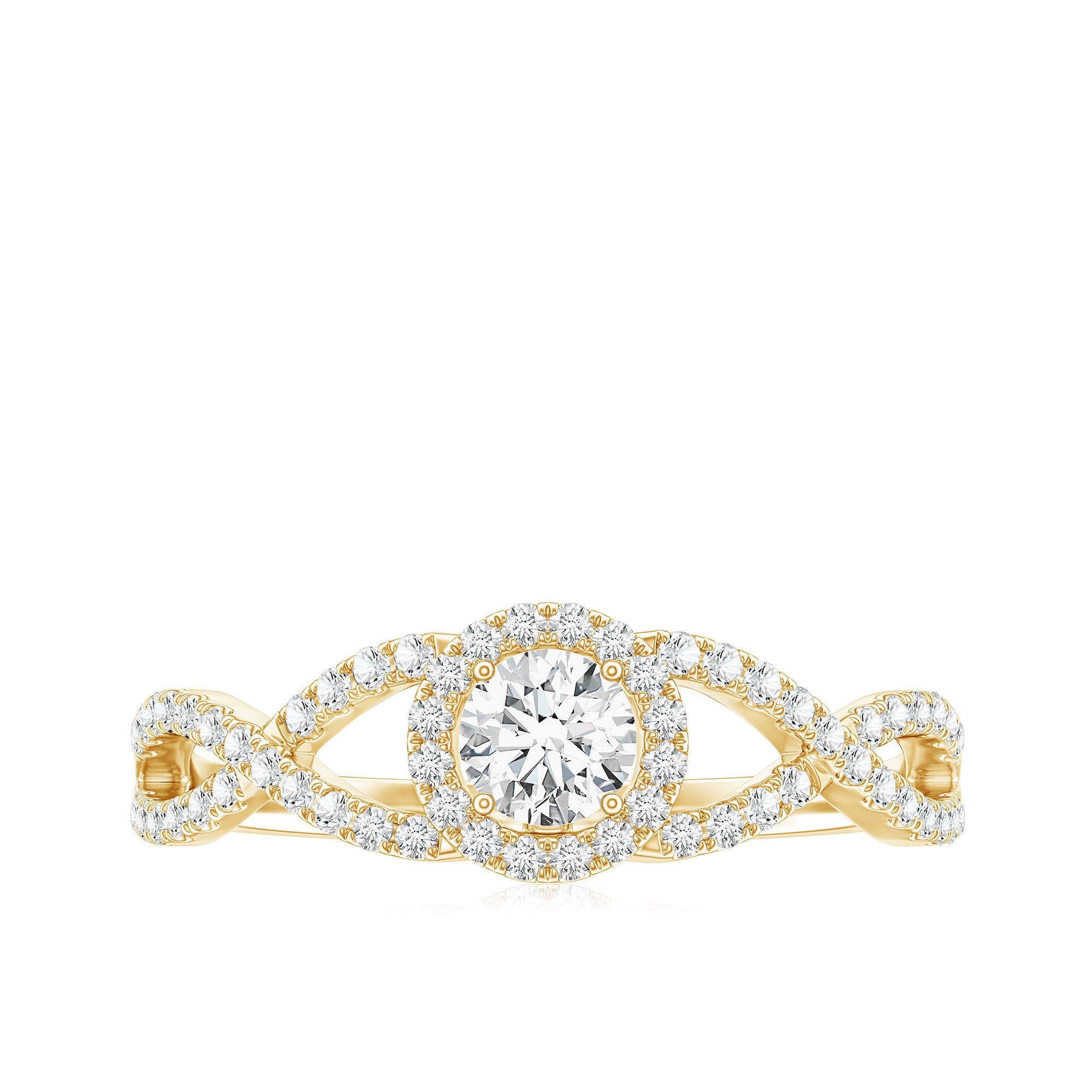Round Shape Moissanite Crossover Engagement Ring for Women