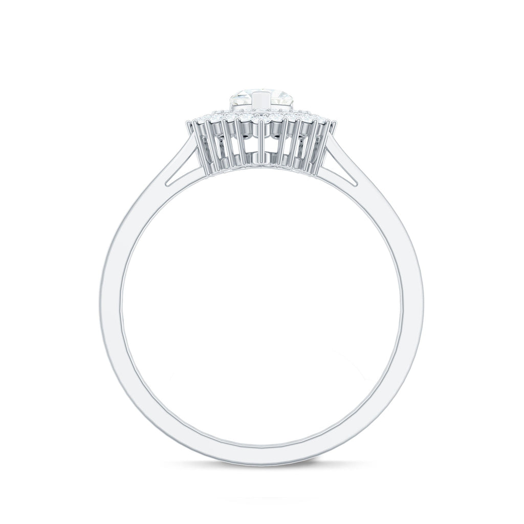 Heart Shape Moissanite Engagement Ring with Double Halo