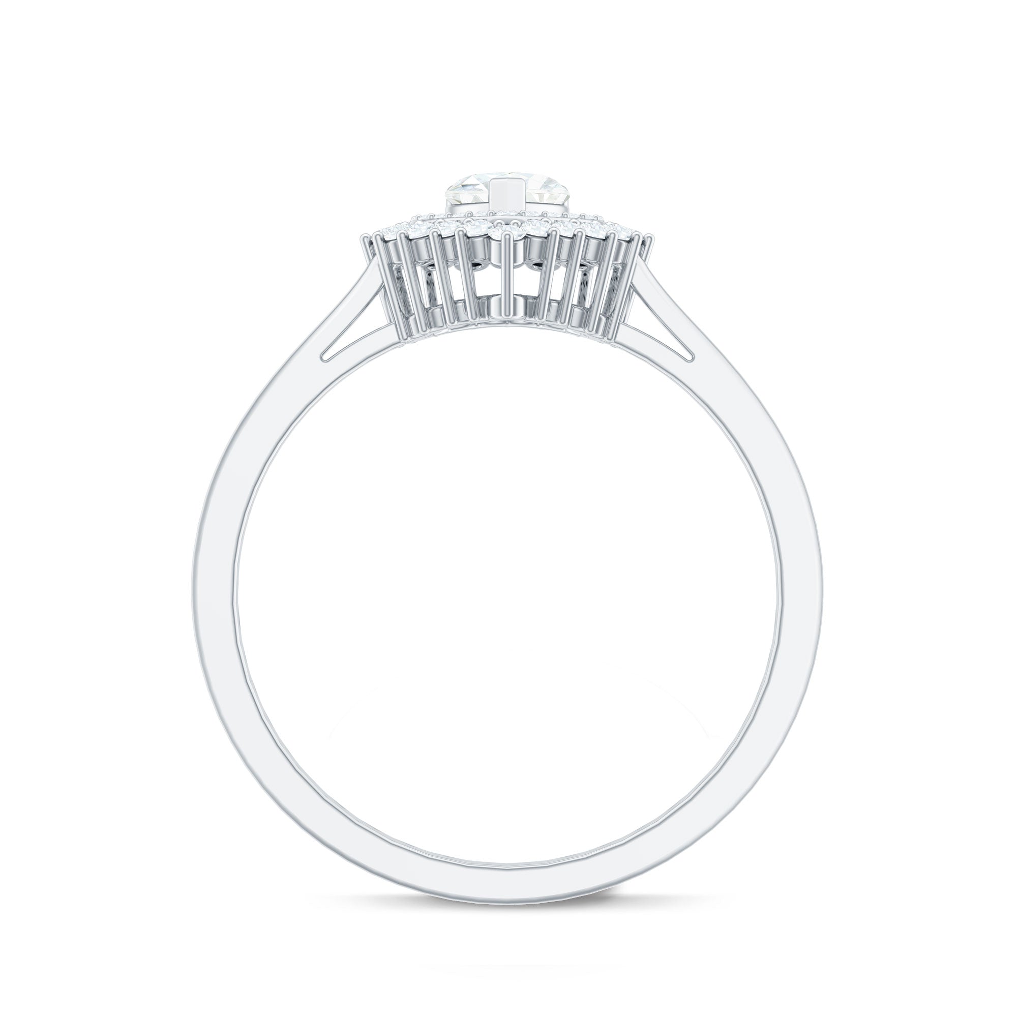 Heart Shape Moissanite Engagement Ring with Double Halo