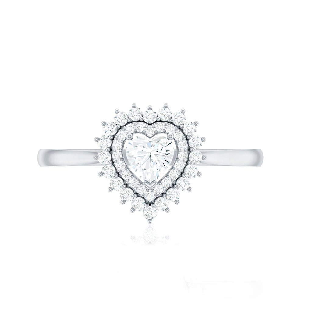 Heart Shape Moissanite Engagement Ring with Double Halo