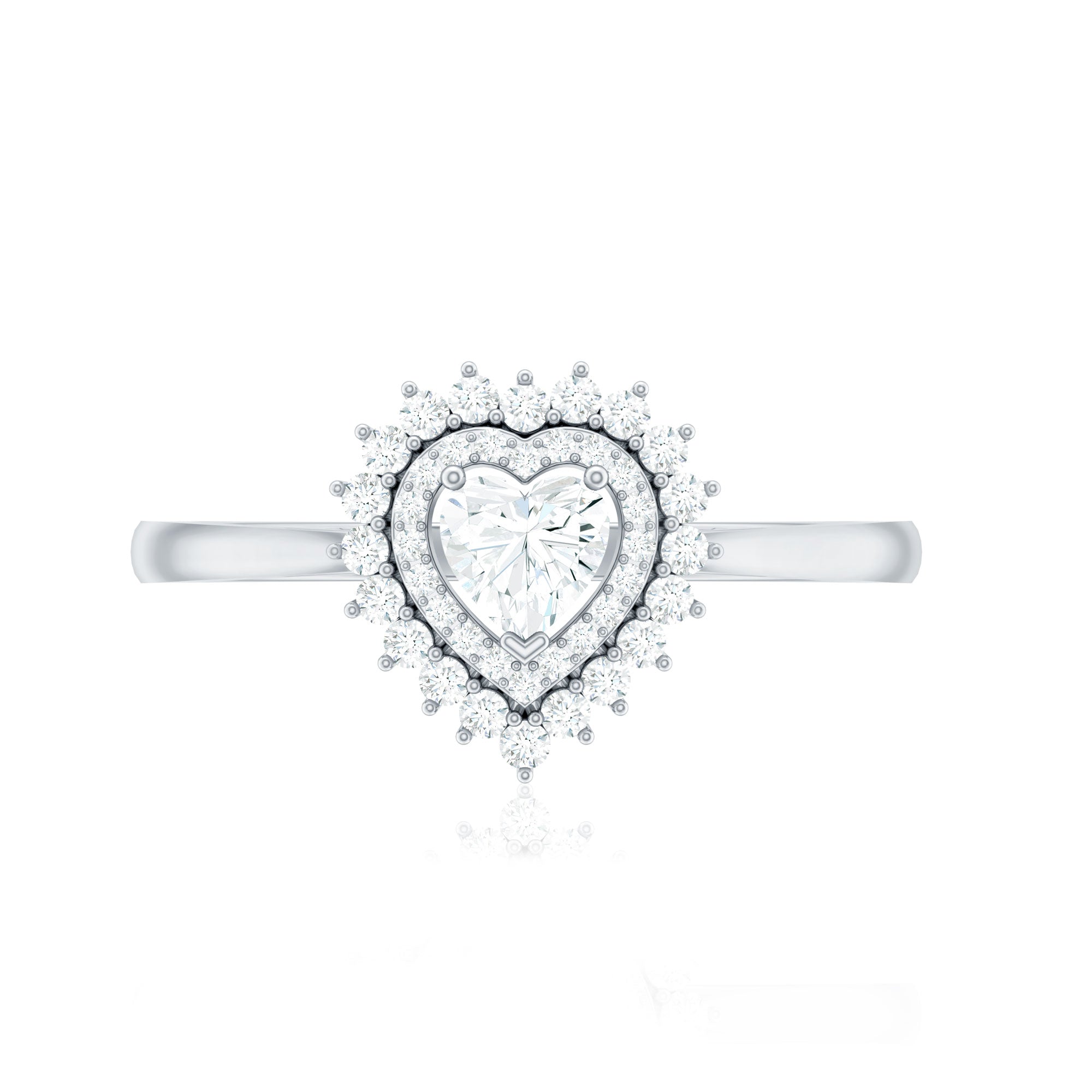Heart Shape Moissanite Engagement Ring with Double Halo