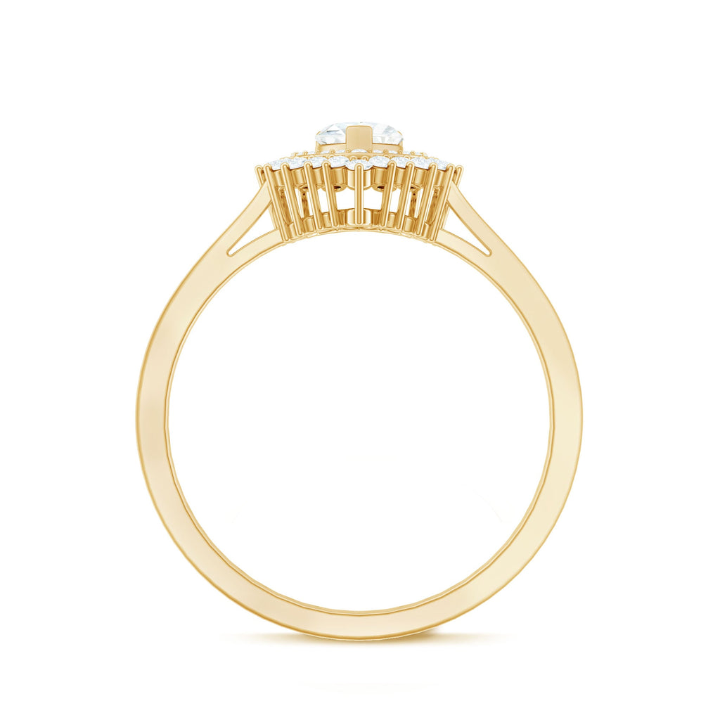 Heart Shape Moissanite Engagement Ring with Double Halo