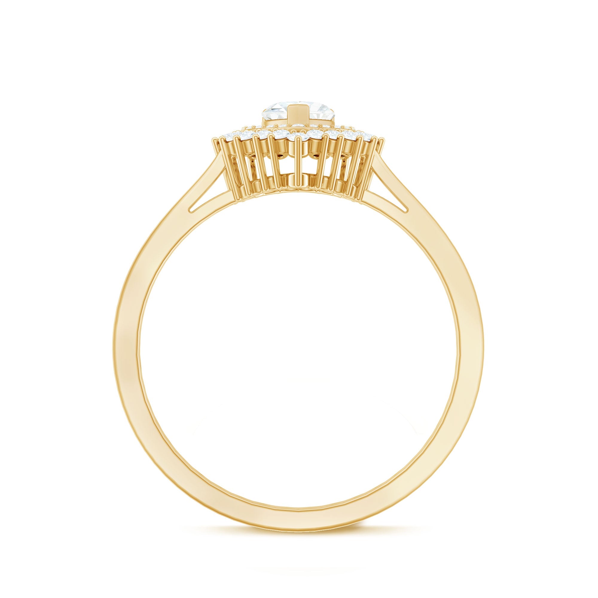 Heart Shape Moissanite Engagement Ring with Double Halo