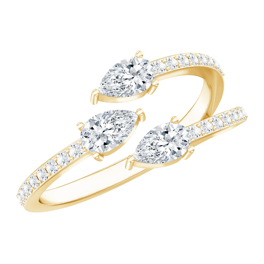 East West Style Moissanite 3 Stone Wrap Ring