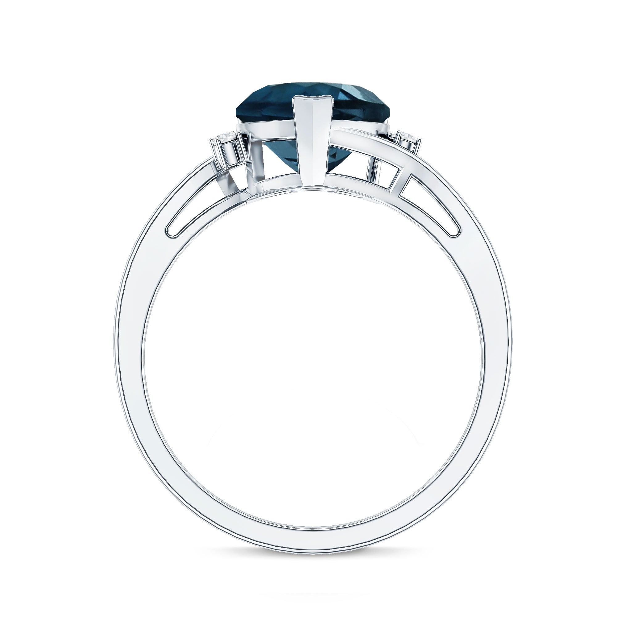 Heart Shaped London Blue Topaz Engagement Ring with Diamonds