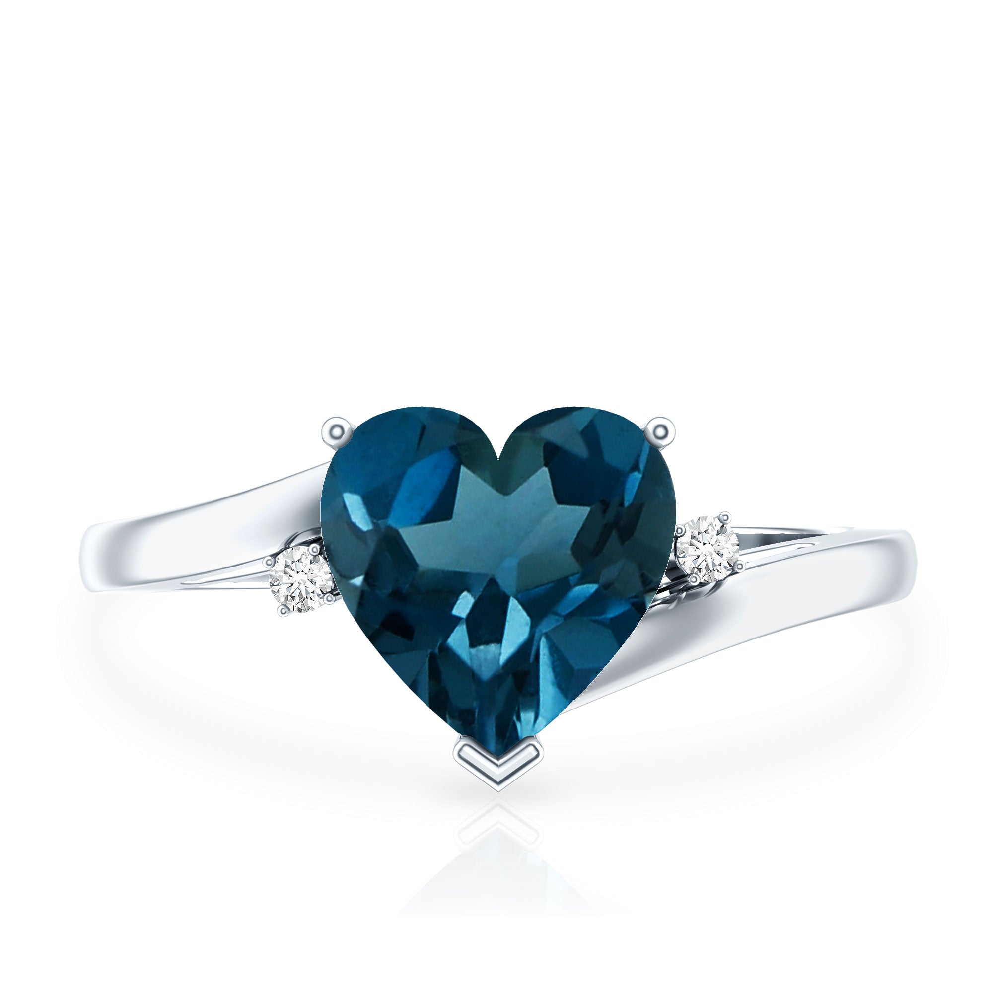 Heart Shaped London Blue Topaz Engagement Ring with Diamonds