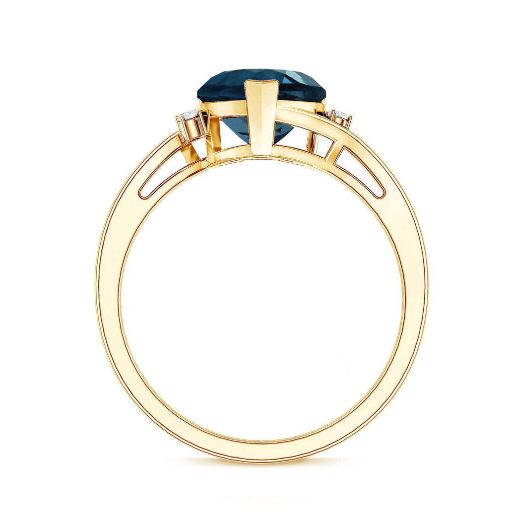 Heart Shaped London Blue Topaz Engagement Ring with Diamonds