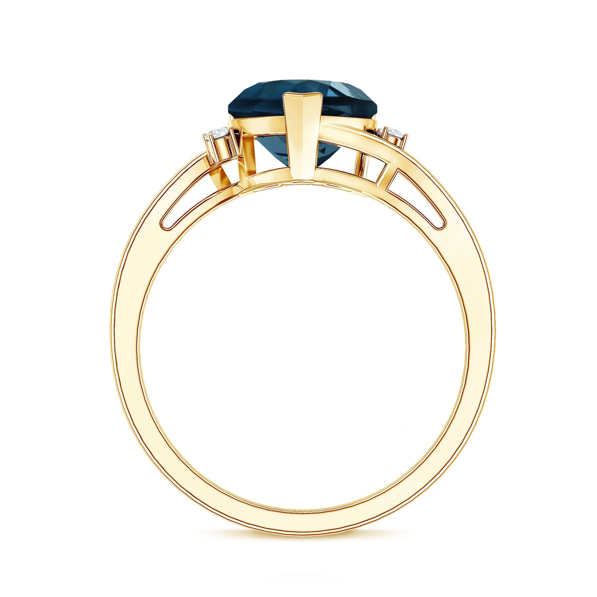 Heart Shaped London Blue Topaz Engagement Ring with Diamonds