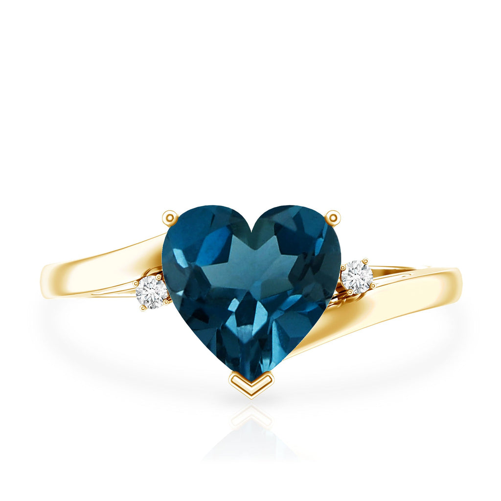 Heart Shaped London Blue Topaz Engagement Ring with Diamonds