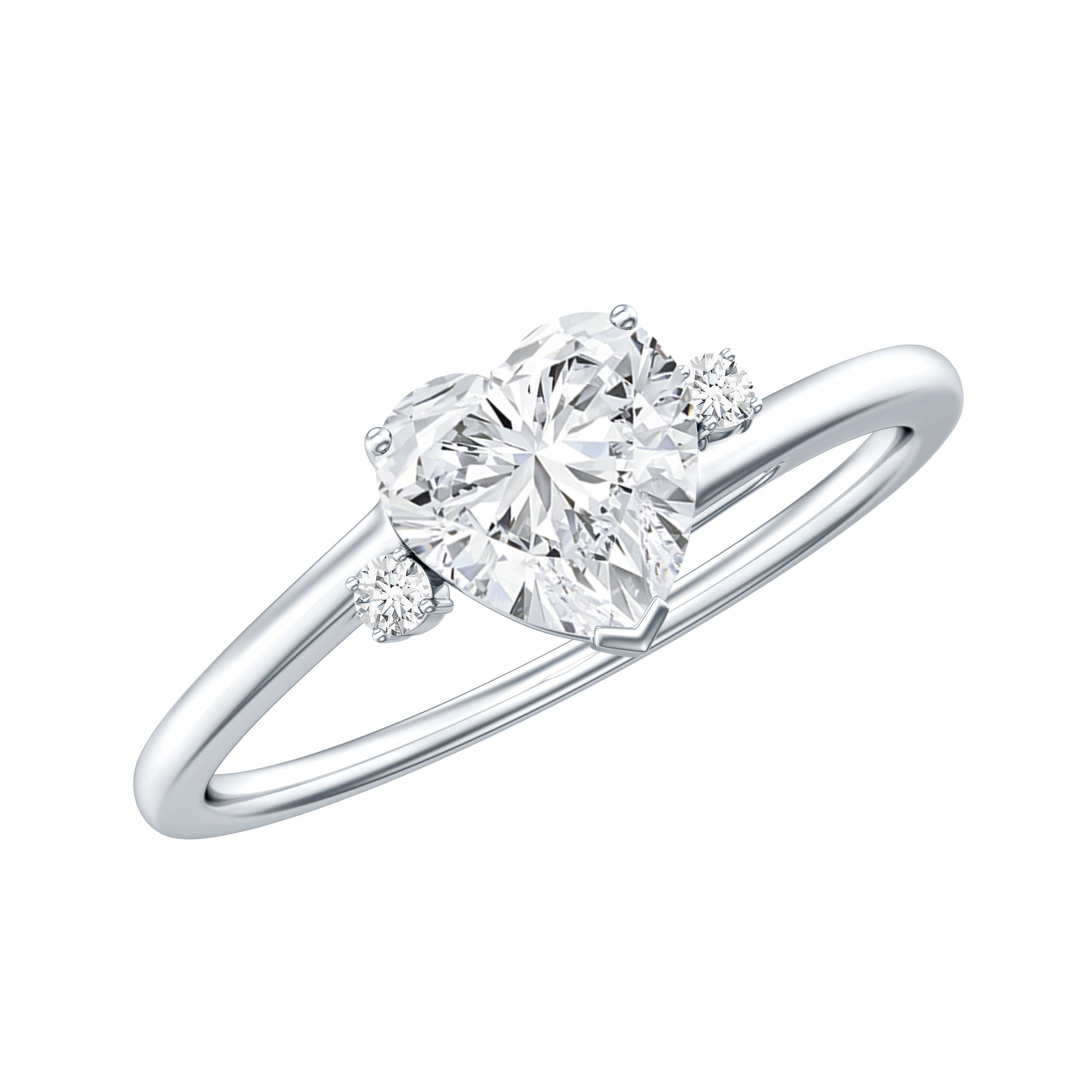 1.5 Carat Solitaire Moissanite Heart Promise Ring