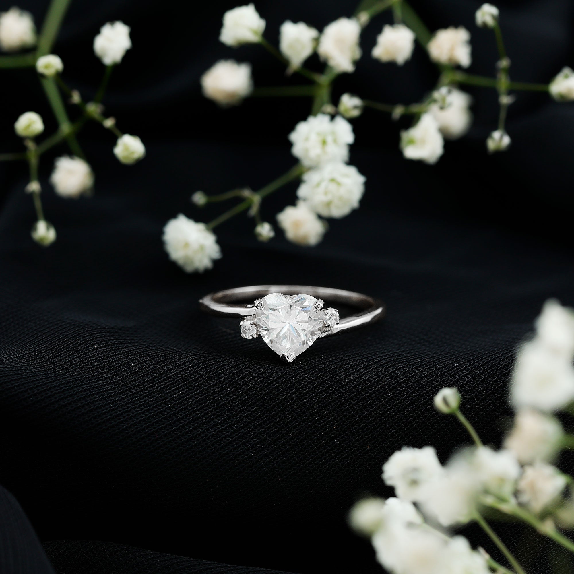 1.5 Carat Solitaire Moissanite Heart Promise Ring