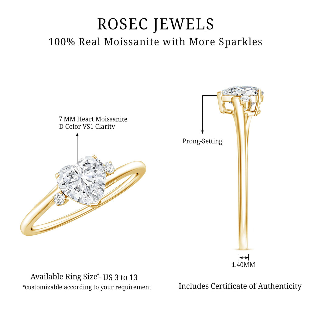 1.5 Carat Solitaire Moissanite Heart Promise Ring
