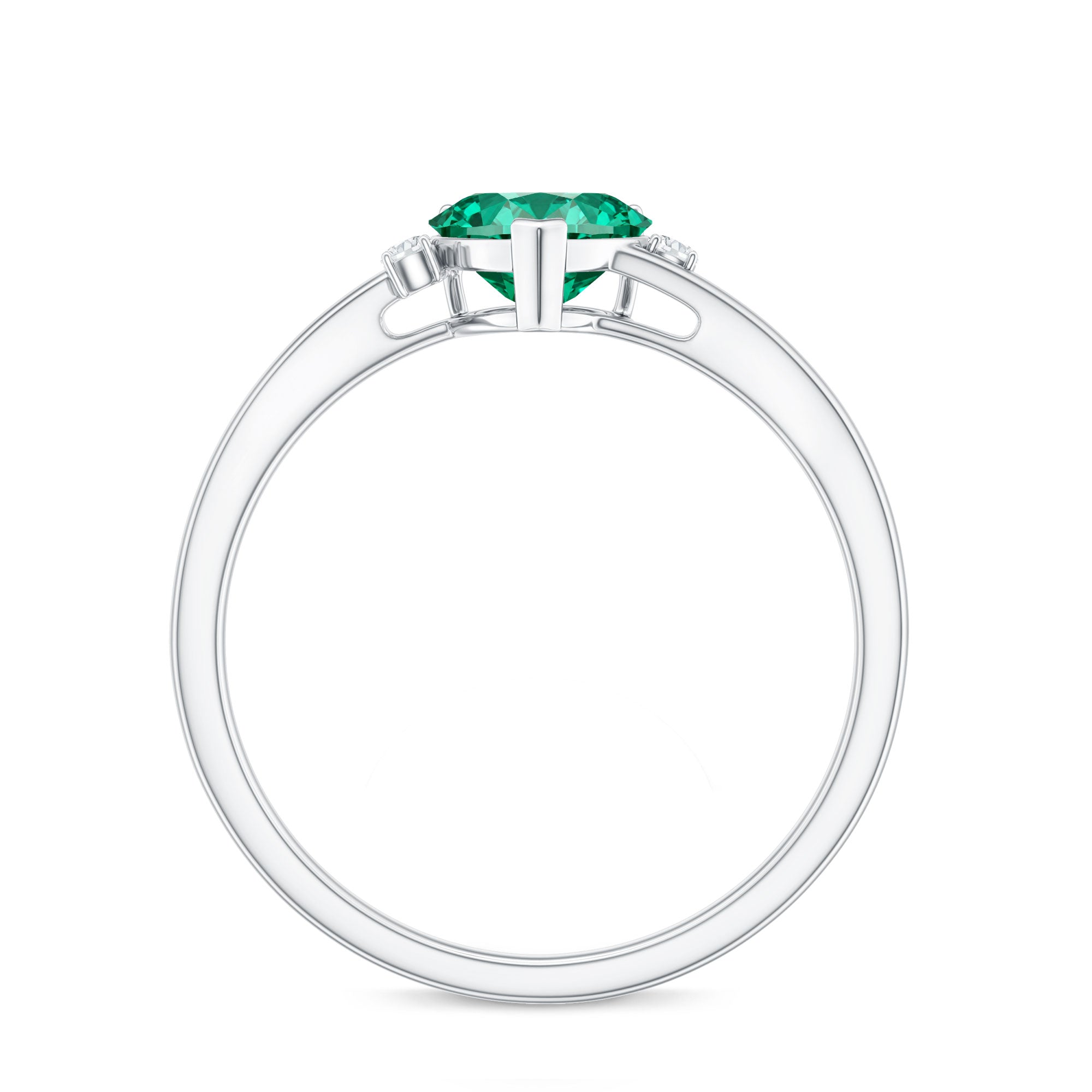 Certified Lab Grown Emerald Heart Shaped Promise Engagement Ring with Diamond
