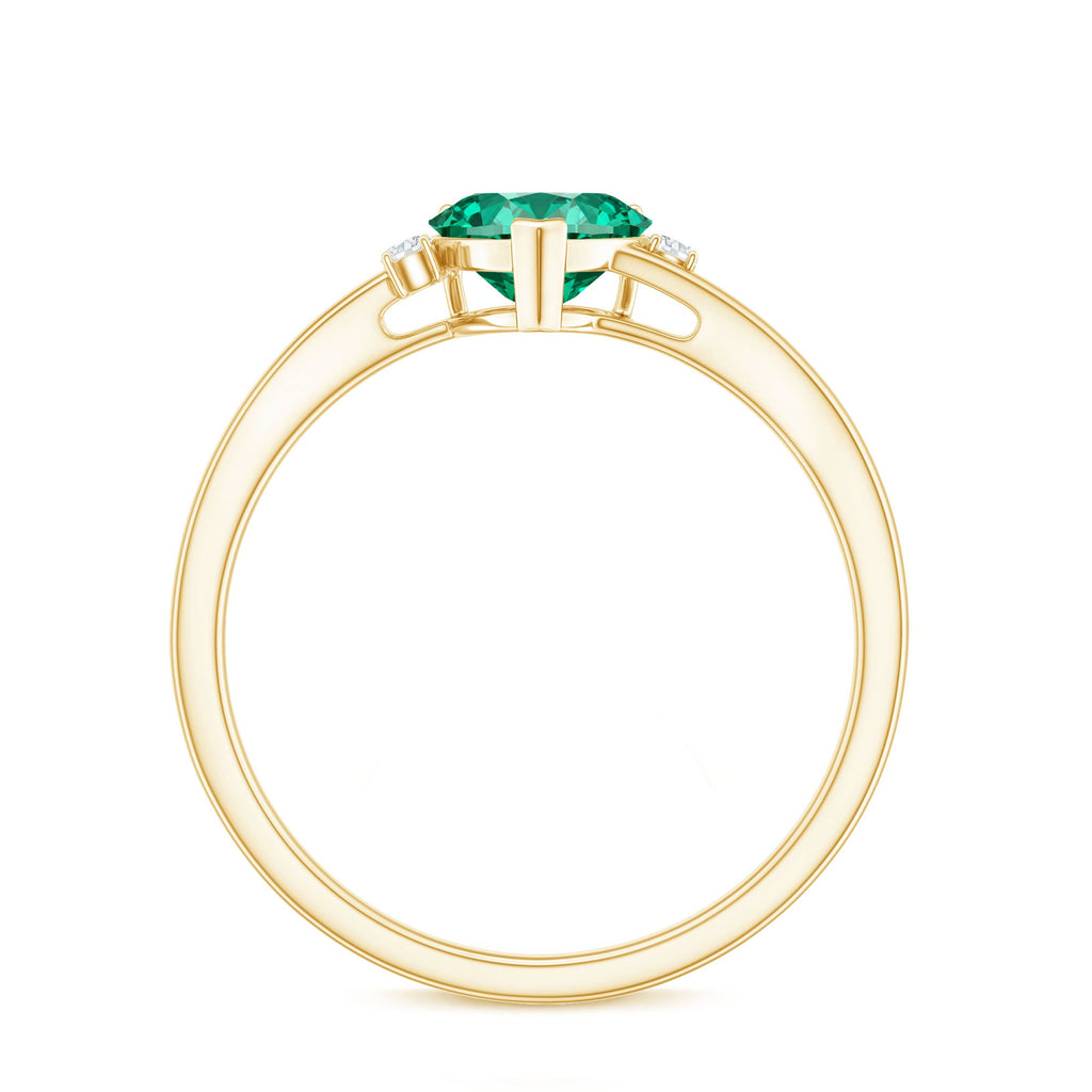 Certified Lab Grown Emerald Heart Shaped Promise Engagement Ring with Diamond
