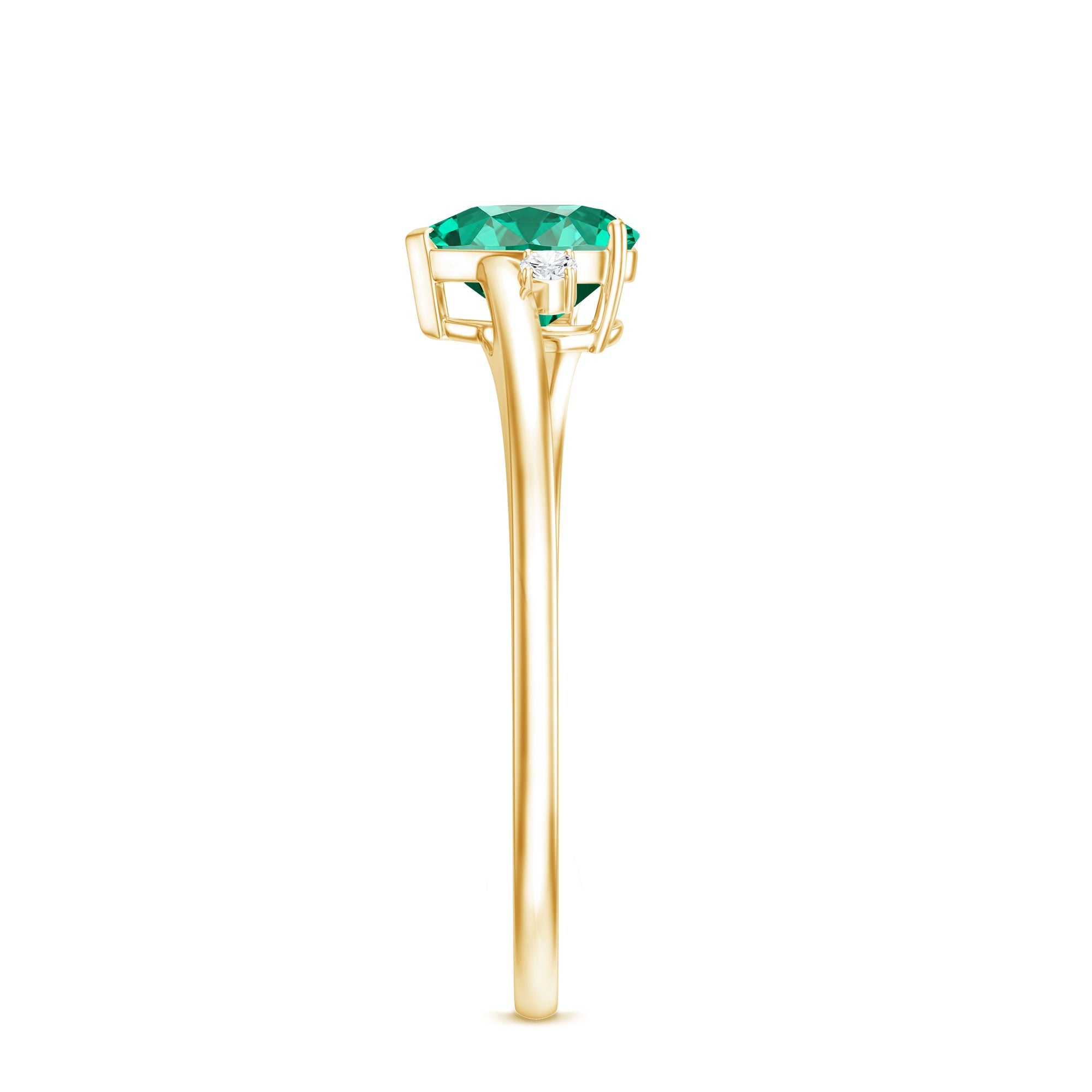 Certified Lab Grown Emerald Heart Shaped Promise Engagement Ring with Diamond